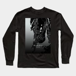 Mumbai India City Map dark Long Sleeve T-Shirt